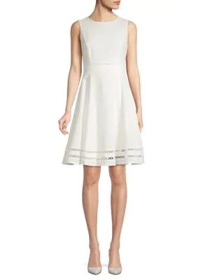 calvin klein fit and flare dress white