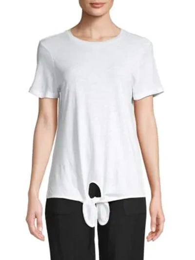 Shop Saks Fifth Avenue Tie Front T-shirt In White