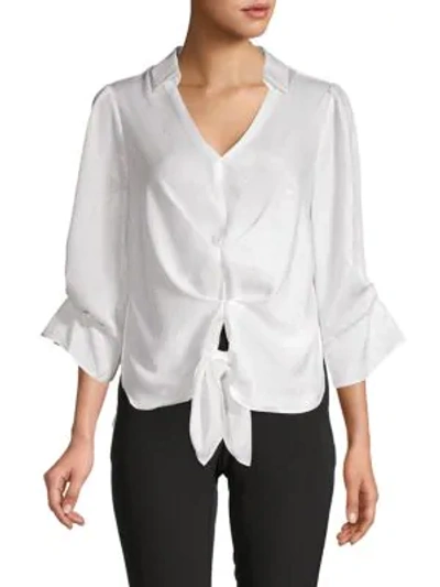 Shop Laundry By Shelli Segal V-neck Tie Top In Star White