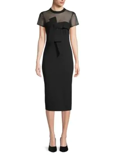 Shop Js Collections Bow-detail Illusion Sheath Dress In Black