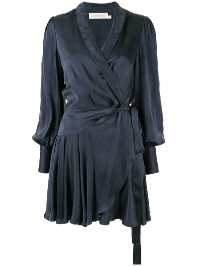 Shop Zimmermann Short Wrap Dress - Blue