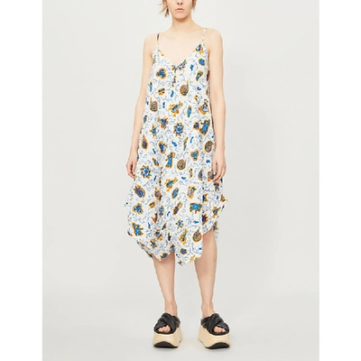 Shop Loewe X Paula's Ibiza Printed Woven Dress In White/multicolor