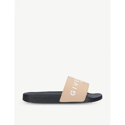 Shop Givenchy Logo-detail Rubber Sliders In Nude