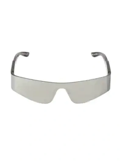 Shop Balenciaga 99mm Wraparound Sunglasses In Silver