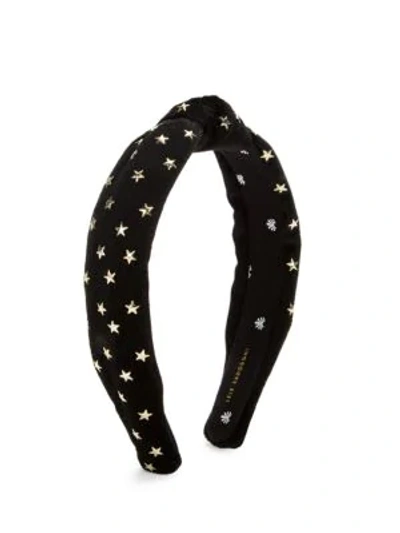Shop Lele Sadoughi Petite 14k Goldplated Star Velvet Knot Headband In Black