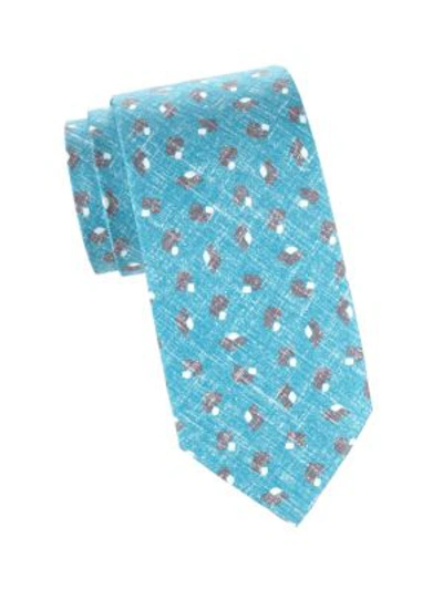 Shop Isaia Faded Diamond Silk Tie In Blue Faded