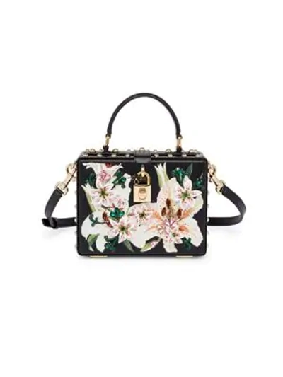 Shop Dolce & Gabbana Dolce Lily-print Studded Leather Box Bag In Multi