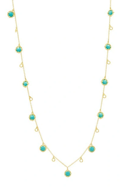 Shop Freida Rothman Color Theory Stone Droplet Necklace In Turquoise/ Gold