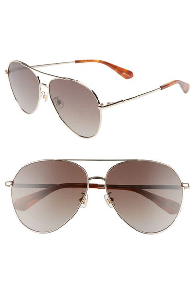 Shop Kate Spade Carolane 61mm Special Fit Polarized Aviator Sunglasses - Gold/ Brown