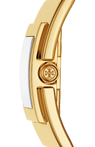 Shop Tory Burch T Bangle Bracelet Watch, 25mm X 25mm In Gold/ White/ Gold