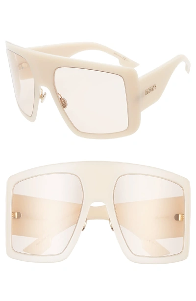 Shop Dior Solight1s 60mm Shield Sunglasses In Ivory/ Peach