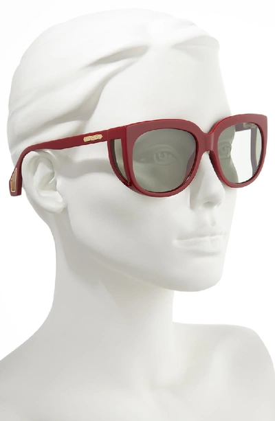 Shop Gucci 57mm Cat Eye Sunglasses - Shiny Burg Mazzu/grn Solid