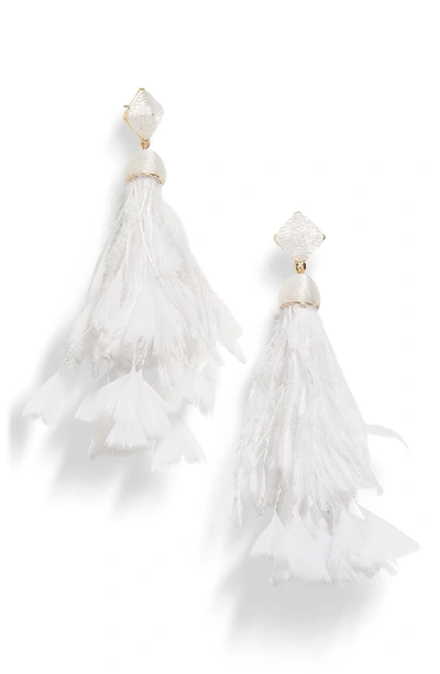 Shop Baublebar Sesilia Feather Drop Earrings In White