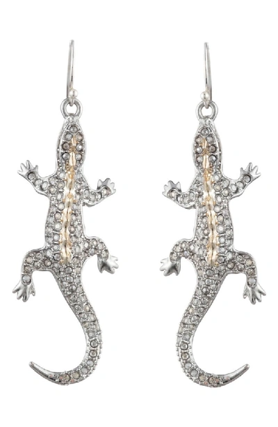 Shop Alexis Bittar Pave Lizard Drop Earrings In Rhodium