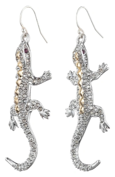 Shop Alexis Bittar Pave Lizard Drop Earrings In Rhodium