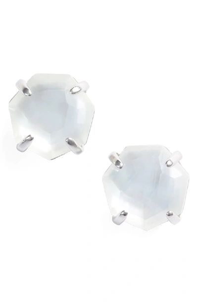Ryan Stud Earrings In Rhodium Ivory Mop