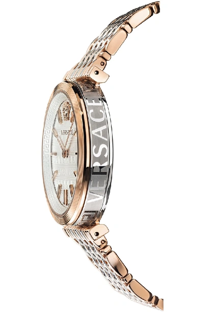 Shop Versace V Twist Bracelet Watch, 36mm In Rose Gold/ Silver/ Rose Gold