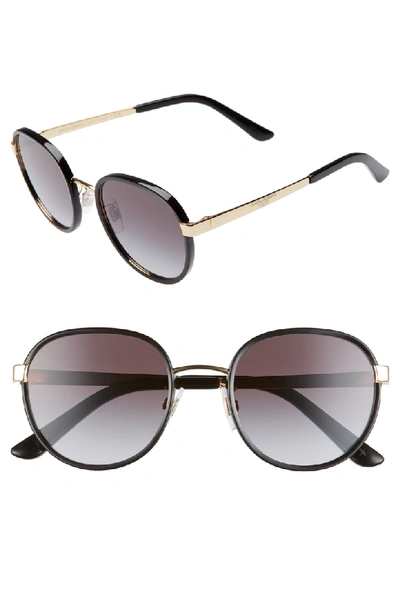 Shop Dolce & Gabbana 52mm Round Sunglasses In Black/ Gold