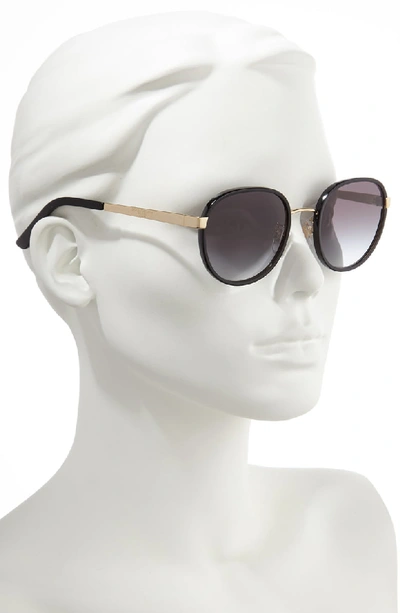 Shop Dolce & Gabbana 52mm Round Sunglasses In Black/ Gold