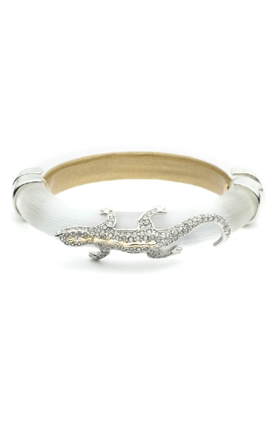 Shop Alexis Bittar Crystal Lizard Hinge Bracelet In Silver