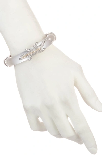Shop Alexis Bittar Crystal Lizard Hinge Bracelet In Silver