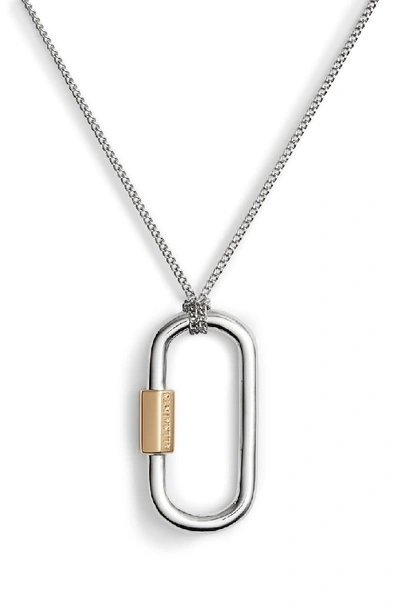 Shop Allsaints Carabiner Pendant Necklace In Silver/ Gold