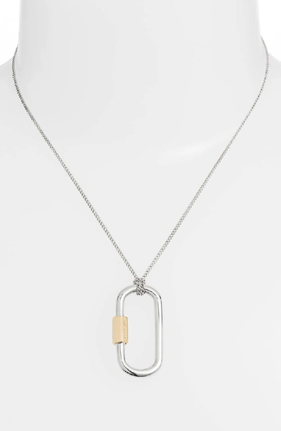 Shop Allsaints Carabiner Pendant Necklace In Silver/ Gold