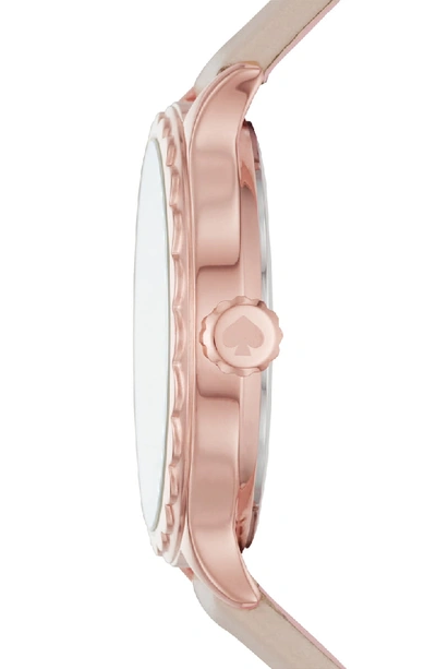Shop Kate Spade Rosebank Scallop Leather Strap Watch, 32mm In Grey/ White/ Rose Gold