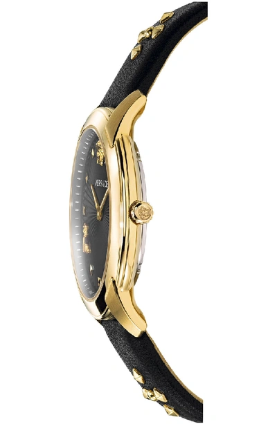 Shop Versace Audrey V Leather Strap Watch, 38mm In Black/ Gold