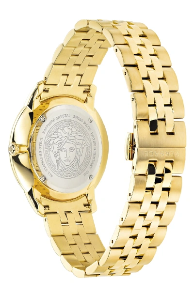 Shop Versace Audrey V Bracelet Watch, 38mm In Gold/ Grey Sunray/ Gold