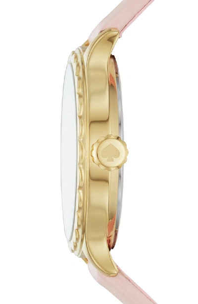 Shop Kate Spade Rosebank Scallop Leather Strap Watch, 32mm In Tan/ White/ Gold