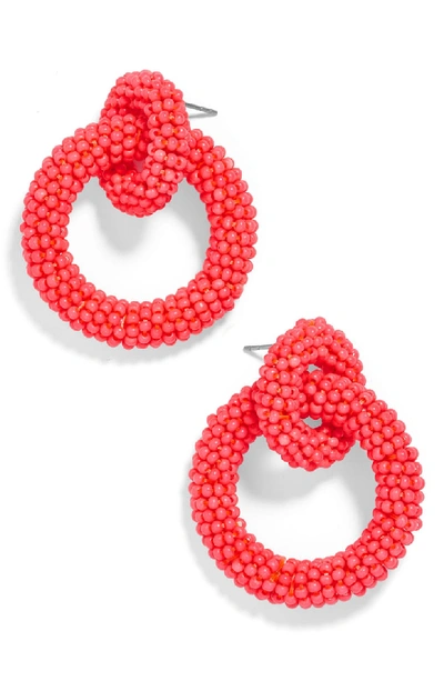 Shop Baublebar Mini Emma Beaded Hoop Earrings In Coral