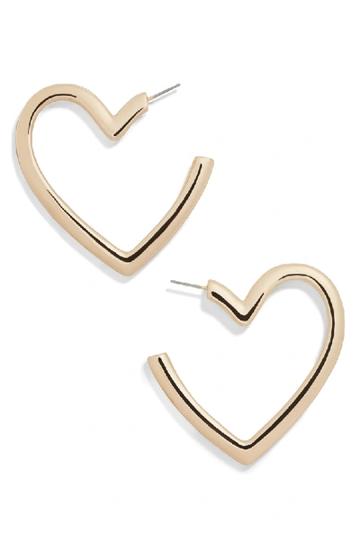 Shop Baublebar Brianna Heart Hoop Earrings In Gold