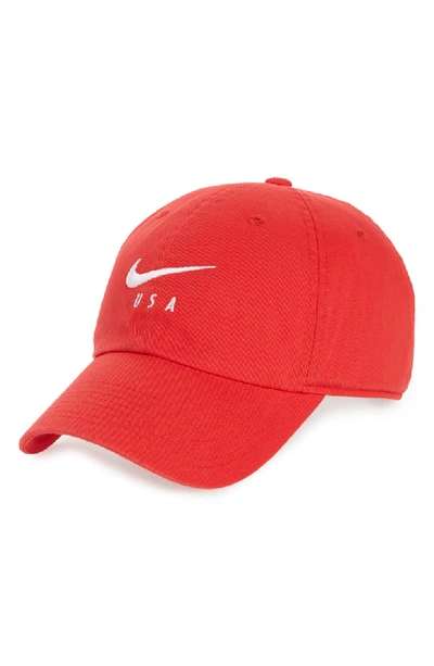Shop Nike Usa Heritage86 Cap - Pink In University Red/ White