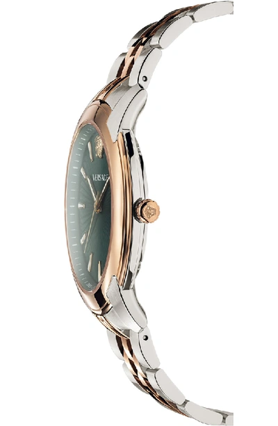 Shop Versace Urban Bracelet Watch, 42mm In Silver/ Green Sunray/rose Gold