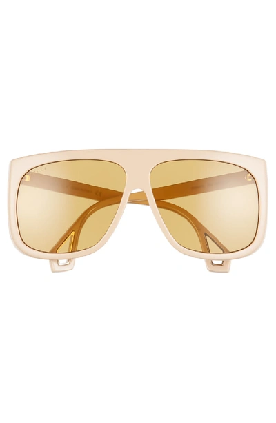 Shop Gucci 62mm Oversize Flat Top Sunglasses - Shny Sld Bone Laes/brn Solid