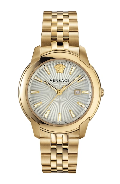 Shop Versace Urban Bracelet Watch, 42mm In Gold/ White Sunray/ Gold