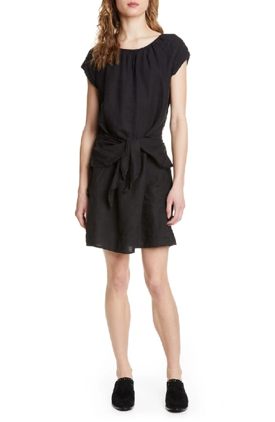 Shop Joie Adoette Linen Minidress In Caviar