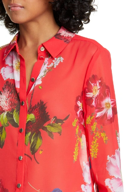 Shop Ted Baker Eevilin Floral Chiffon Blouse In Red