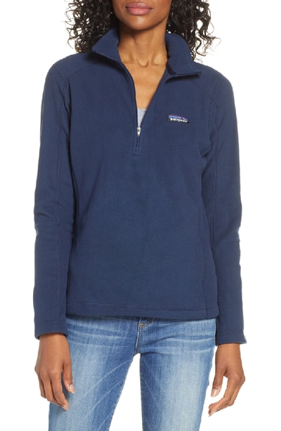 Shop Patagonia Micro D Quarter-zip Fleece Pullover In Navy Blue