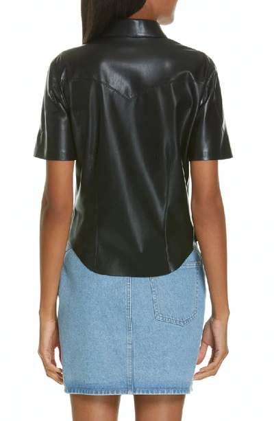 Shop Nanushka Clare Faux Leather Shirt In Black