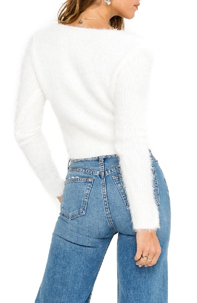 Shop Astr Fuzzy Wrap Front Sweater In Cream