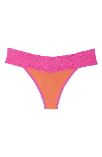 Shop Natori Bliss Perfection Thong In Mandarin/ Vivid Pink