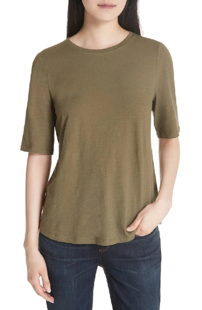 Shop Eileen Fisher Crewneck Tee In Olive