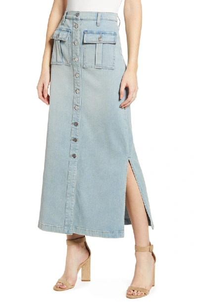 Shop Current Elliott The Surfview Denim Maxi Skirt In Blue Wave