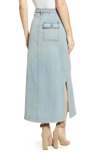 Shop Current Elliott The Surfview Denim Maxi Skirt In Blue Wave