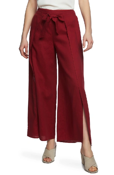 Shop 1.state Tie Front Split Seam Wide Leg Pants In Mineral Red
