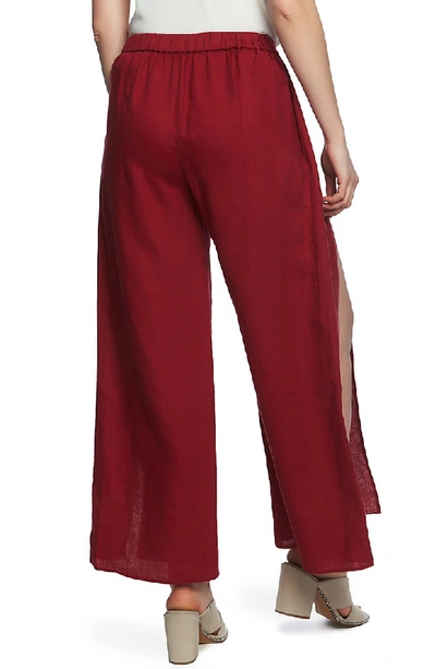 Shop 1.state Tie Front Split Seam Wide Leg Pants In Mineral Red