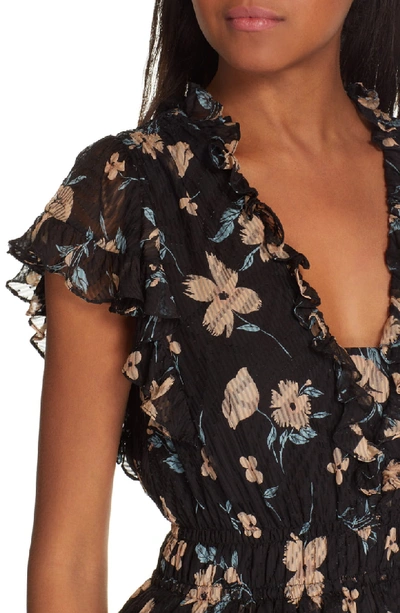 Shop Rebecca Taylor Daniella Floral Print Top In Black Combo