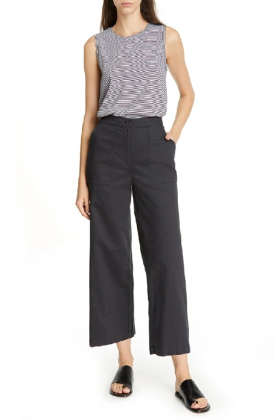 Shop Eileen Fisher Organic Cotton Wide Leg Pants In Graphite